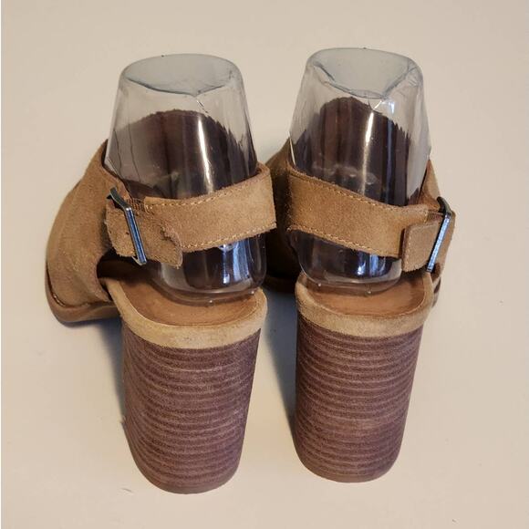 Madewell Cary Peep Toe Suede Heeled Boot Sandal Faded Birch Tan Size 8.5 - Picture 4 of 8